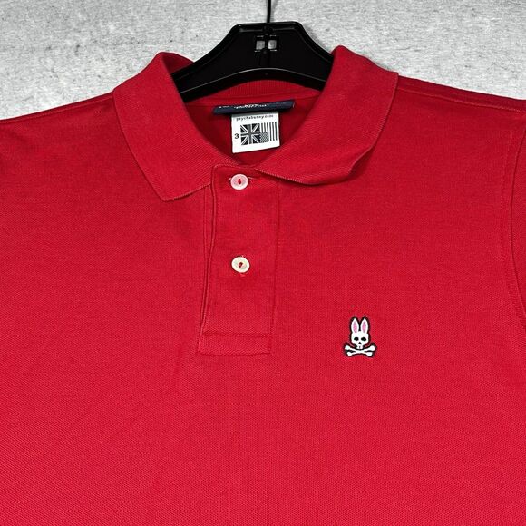 Psycho Bunny Polo Shirt Mens Size 3 Small Red Logo Embroidered Shorts Sleeve - Picture 2 of 11